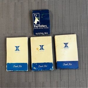 Vintage Hilton Travel Sewing Kits Set of 3 & 1 “The Antlers” Sewing Kit
